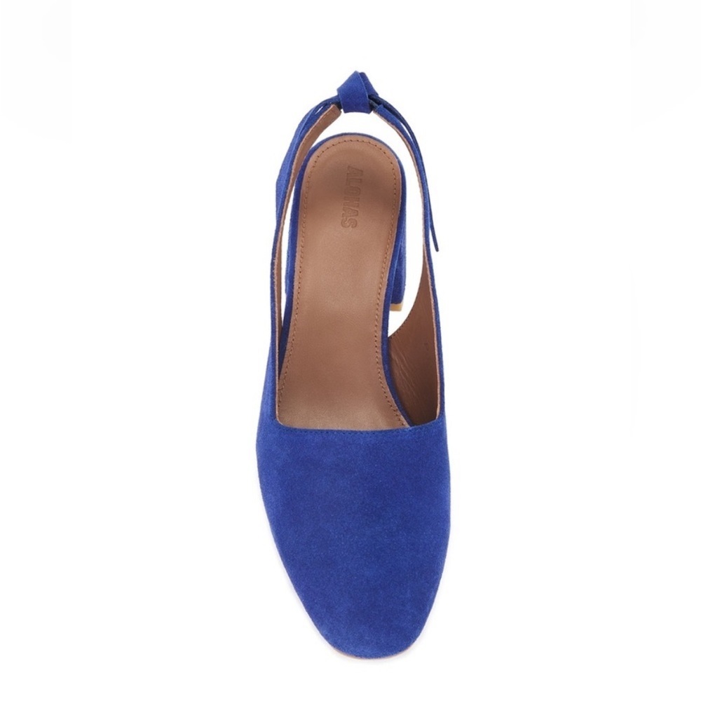 ALOHAS Blue Suede Slingback Heels - Picture 5 of 11